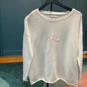 “Mrs.” Embroidered Sweater | White Cotton Knit